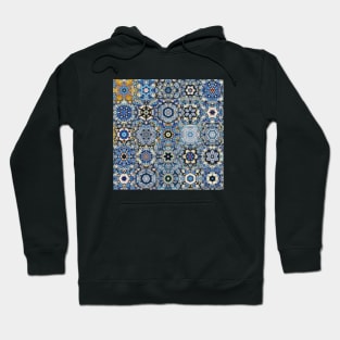 Blue Gold Snowflake Stars Hoodie